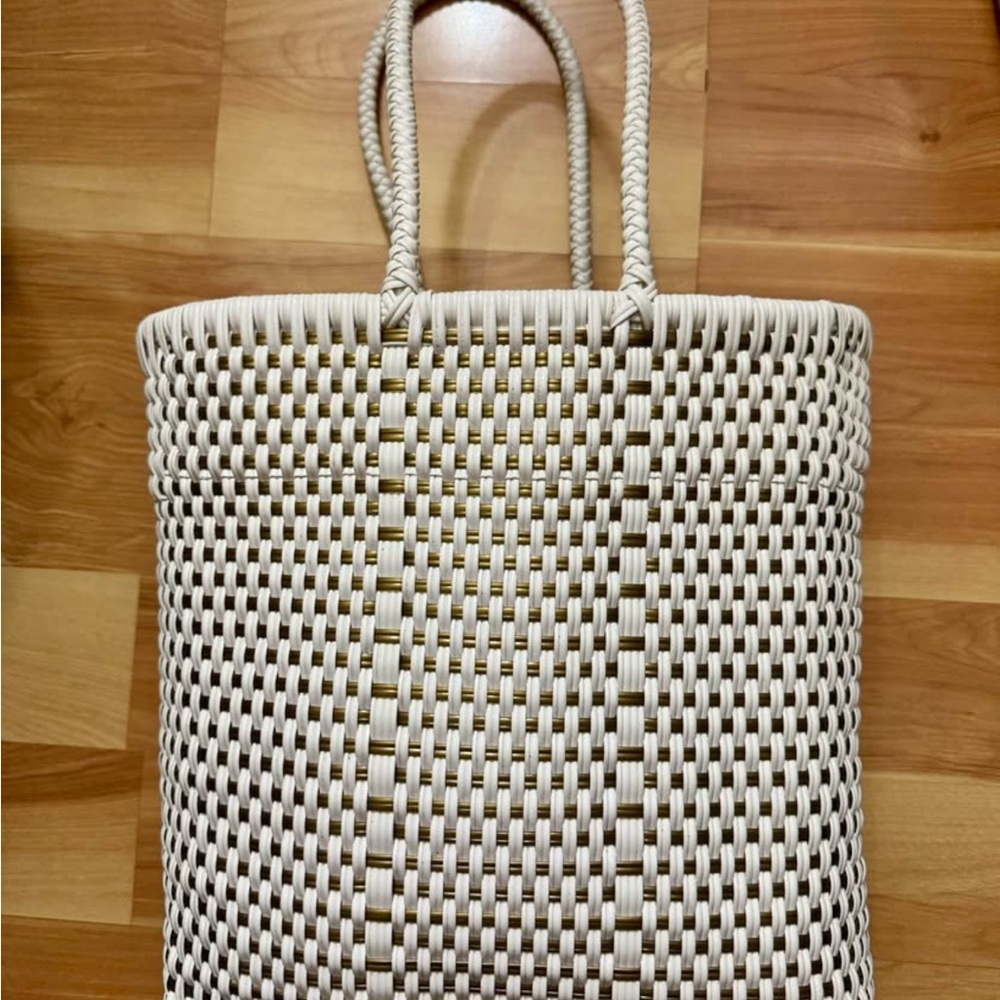 Elegant Beige Woven Tote Bag